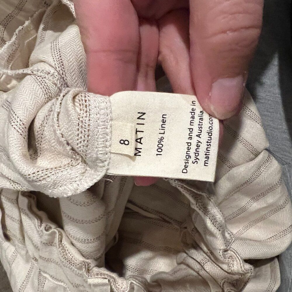Matin wide leg linen striped pants 6 - Picture 8 of 9